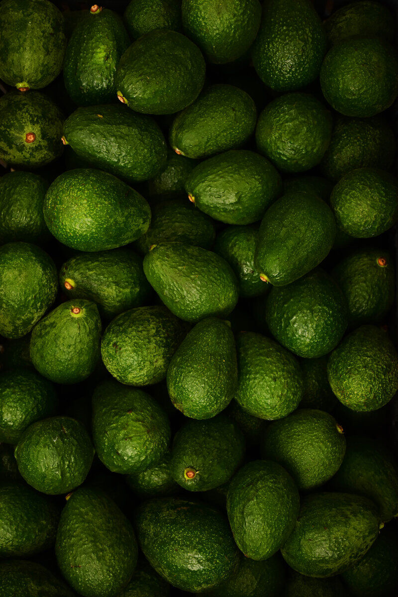 Close-up view of fresh Hass avocados showing texture and quality